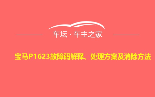 宝马P1623故障码解释、处理方案及消除方法