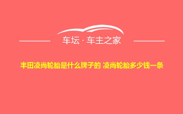 丰田凌尚轮胎是什么牌子的 凌尚轮胎多少钱一条