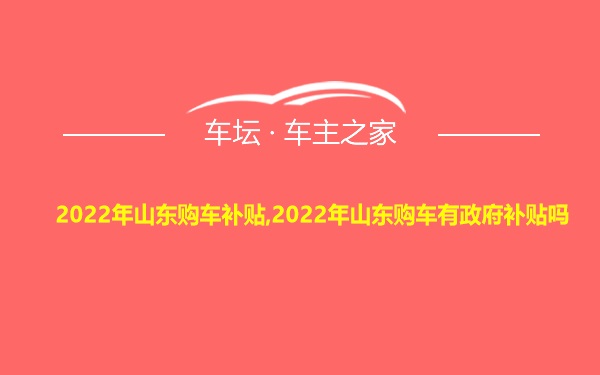 2022年山东购车补贴,2022年山东购车有政府补贴吗