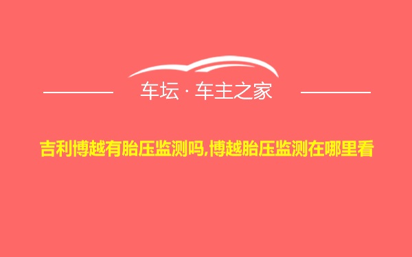 吉利博越有胎压监测吗,博越胎压监测在哪里看