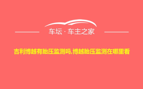 吉利博越有胎压监测吗,博越胎压监测在哪里看