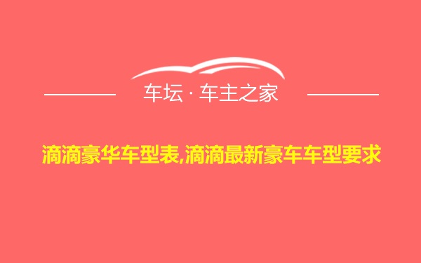 滴滴豪华车型表,滴滴最新豪车车型要求