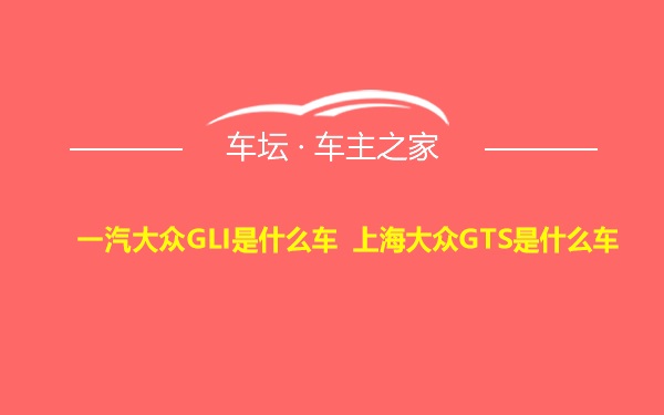 一汽大众GLI是什么车 上海大众GTS是什么车