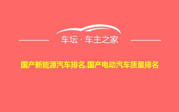 国产新能源汽车排名,国产电动汽车质量排名