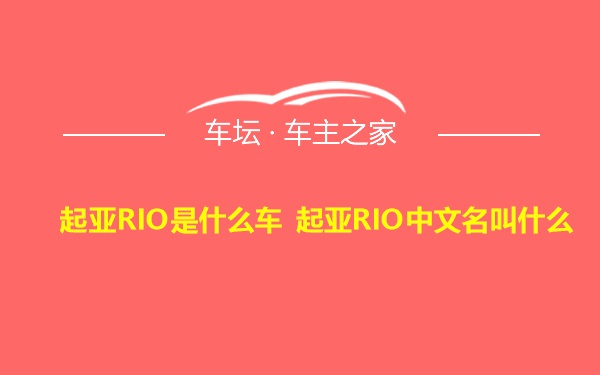 起亚RIO是什么车 起亚RIO中文名叫什么