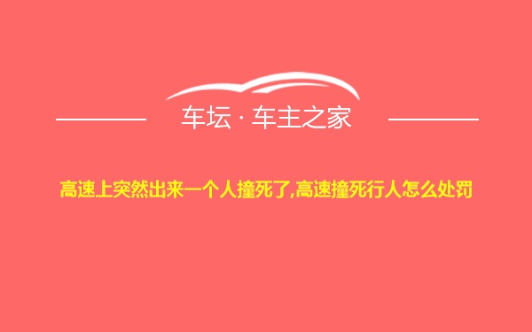 高速上突然出来一个人撞死了,高速撞死行人怎么处罚