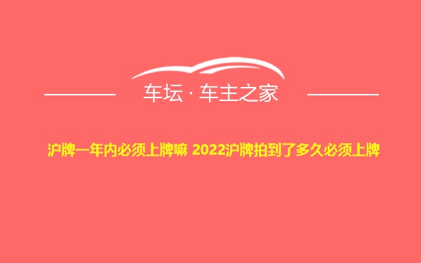 沪牌一年内必须上牌嘛 2022沪牌拍到了多久必须上牌