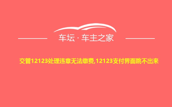 交管12123处理违章无法缴费,12123支付界面跳不出来