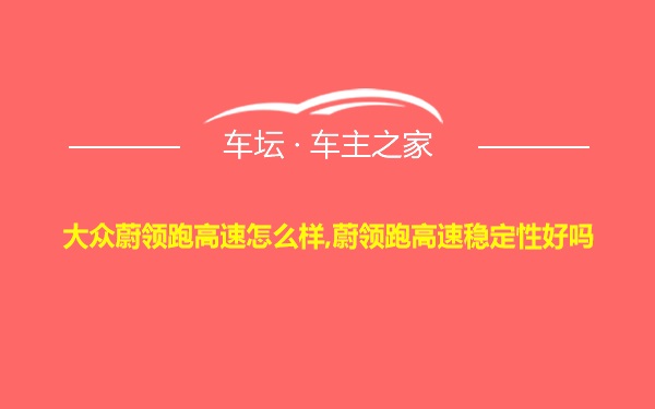 大众蔚领跑高速怎么样,蔚领跑高速稳定性好吗