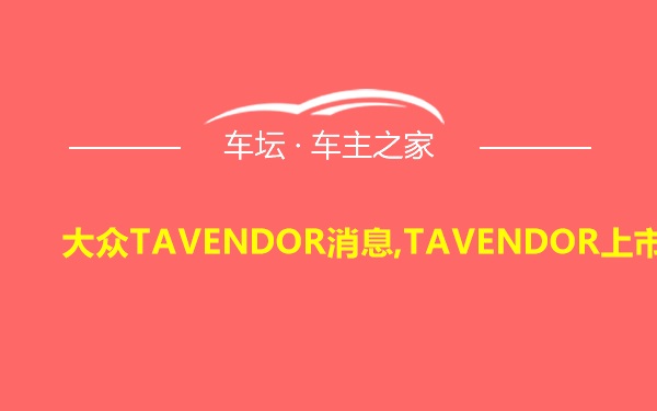 大众TAVENDOR消息,TAVENDOR上市时间