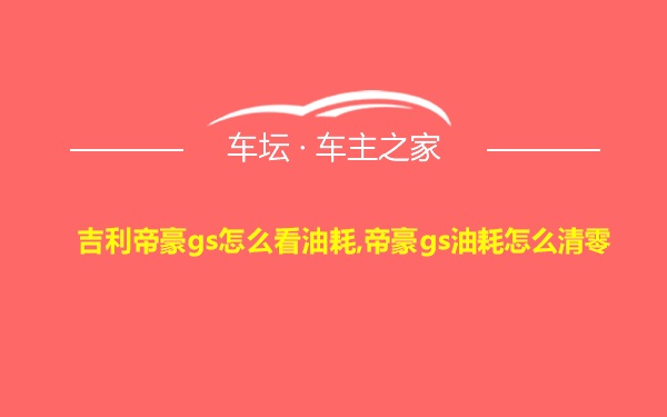 吉利帝豪gs怎么看油耗,帝豪gs油耗怎么清零