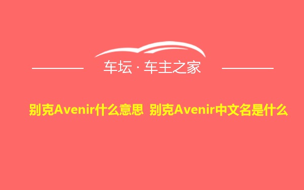 别克Avenir什么意思 别克Avenir中文名是什么