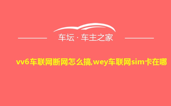 vv6车联网断网怎么搞,wey车联网sim卡在哪