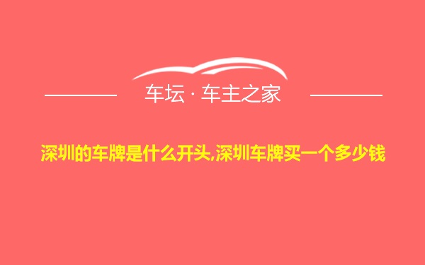 深圳的车牌是什么开头,深圳车牌买一个多少钱