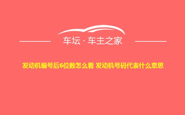 发动机编号后6位数怎么看 发动机号码代表什么意思