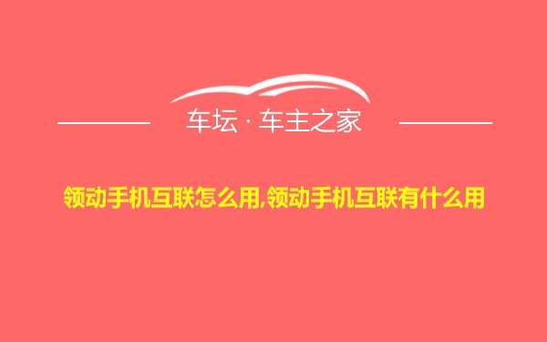 领动手机互联怎么用,领动手机互联有什么用