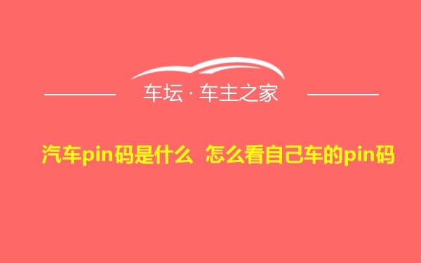 汽车pin码是什么 怎么看自己车的pin码