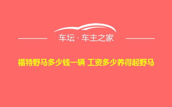 福特野马多少钱一辆 工资多少养得起野马