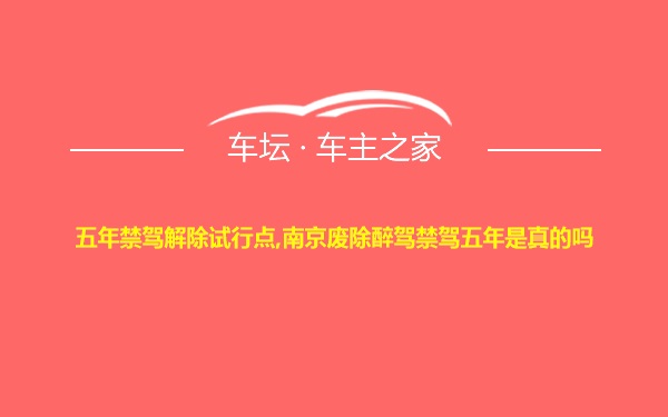 五年禁驾解除试行点,南京废除醉驾禁驾五年是真的吗