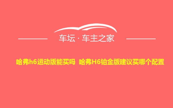 哈弗h6运动版能买吗 哈弗H6铂金版建议买哪个配置