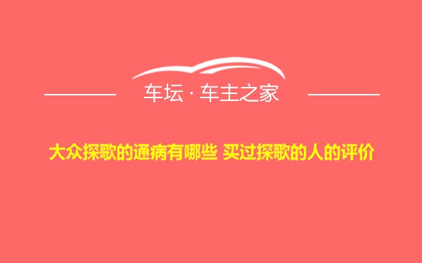 大众探歌的通病有哪些 买过探歌的人的评价