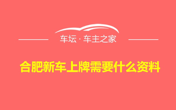 合肥新车上牌需要什么资料