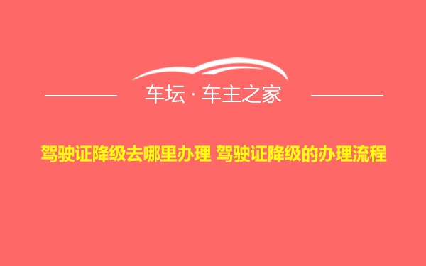 驾驶证降级去哪里办理 驾驶证降级的办理流程