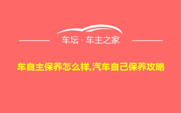 车自主保养怎么样,汽车自己保养攻略