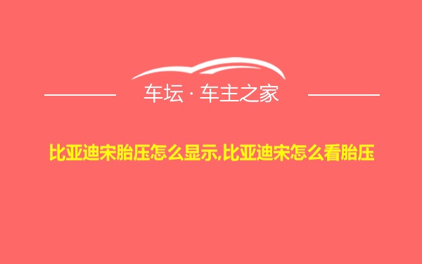 比亚迪宋胎压怎么显示,比亚迪宋怎么看胎压