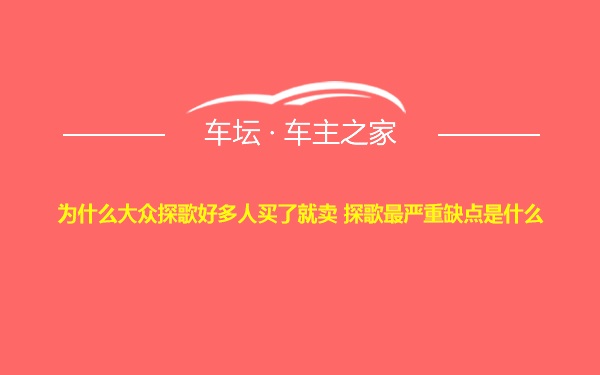 为什么大众探歌好多人买了就卖 探歌最严重缺点是什么