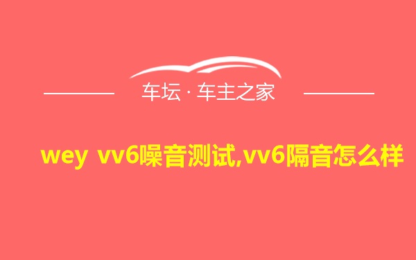 wey vv6噪音测试,vv6隔音怎么样