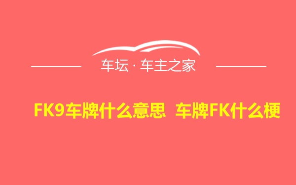 FK9车牌什么意思 车牌FK什么梗