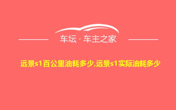 远景s1百公里油耗多少,远景s1实际油耗多少