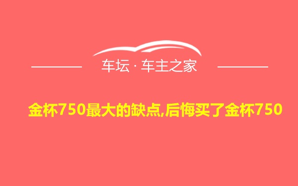 金杯750最大的缺点,后悔买了金杯750