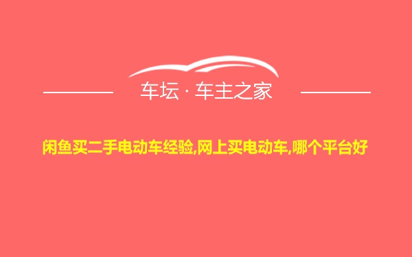 闲鱼买二手电动车经验,网上买电动车,哪个平台好