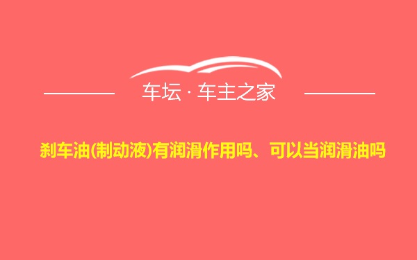 刹车油(制动液)有润滑作用吗、可以当润滑油吗