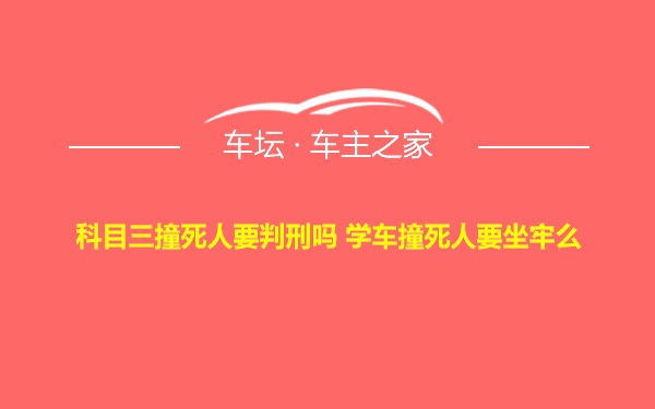 科目三撞死人要判刑吗 学车撞死人要坐牢么