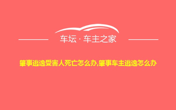 肇事逃逸受害人死亡怎么办,肇事车主逃逸怎么办