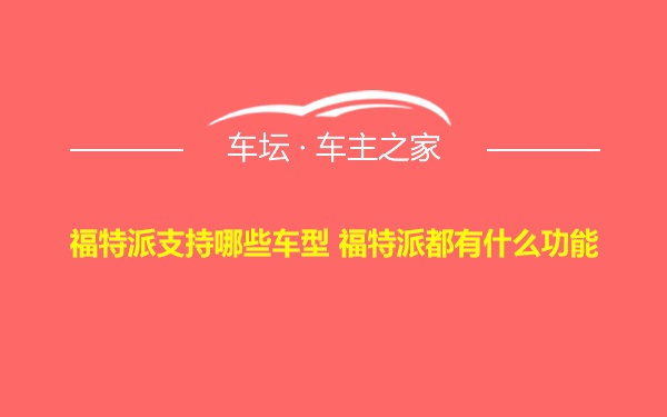 福特派支持哪些车型 福特派都有什么功能