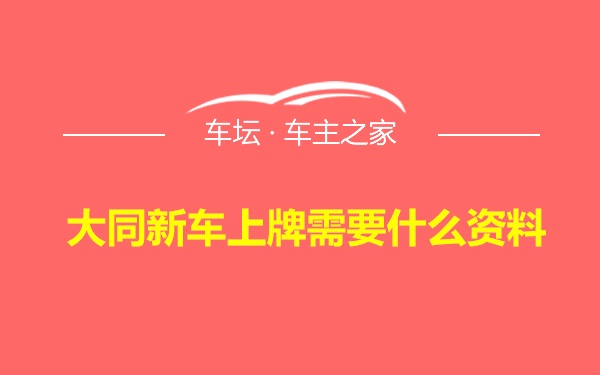 大同新车上牌需要什么资料