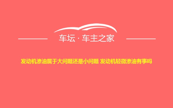 发动机渗油属于大问题还是小问题 发动机轻微渗油有事吗