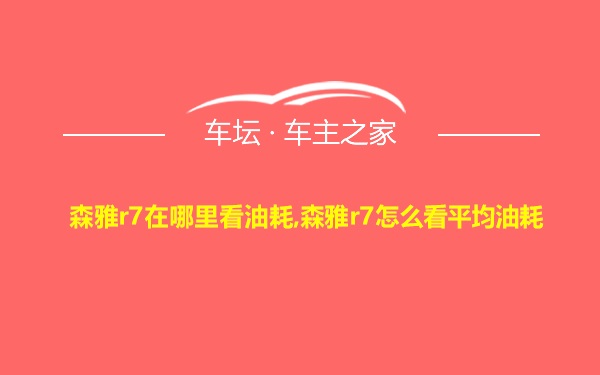 森雅r7在哪里看油耗,森雅r7怎么看平均油耗