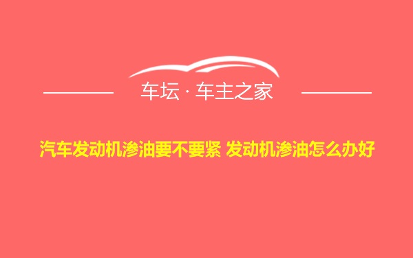 汽车发动机渗油要不要紧 发动机渗油怎么办好