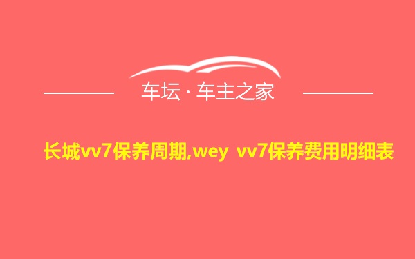 长城vv7保养周期,wey vv7保养费用明细表