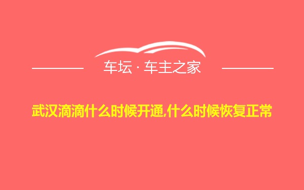 武汉滴滴什么时候开通,什么时候恢复正常