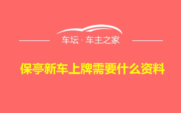 保亭新车上牌需要什么资料