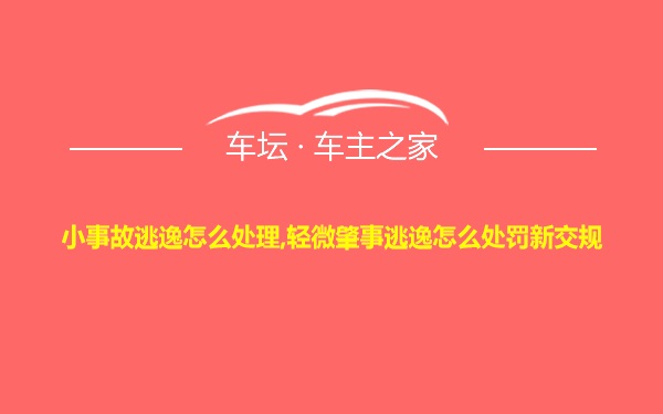 小事故逃逸怎么处理,轻微肇事逃逸怎么处罚新交规