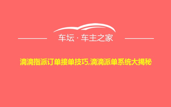 滴滴指派订单接单技巧,滴滴派单系统大揭秘