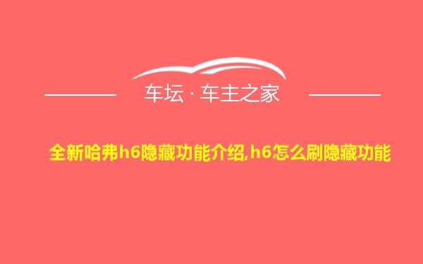 全新哈弗h6隐藏功能介绍,h6怎么刷隐藏功能