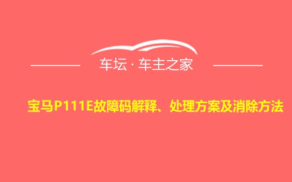 宝马P111E故障码解释、处理方案及消除方法